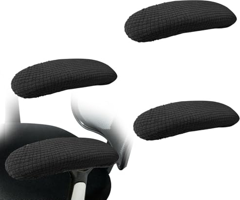 Wsetyy 4PCS Office Chair Armrest Covers Slipcover, Black Chair Arm Cover Protector for Computer Gaming Desk Chair Stretch Non-slip Anti-Scratch