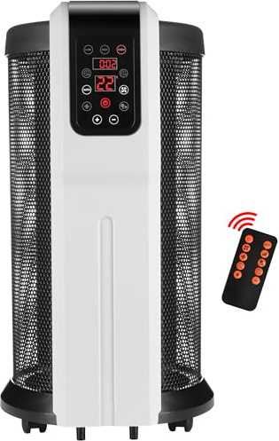 Nyxi 360° Heat Distribution Electric Heater with Remote, Mica Oil Free – 2200W Free Standing, 3 Heat Settings, Adjustable Thermostat, Overheat Protection, Portable & Lightweight for Home & Office