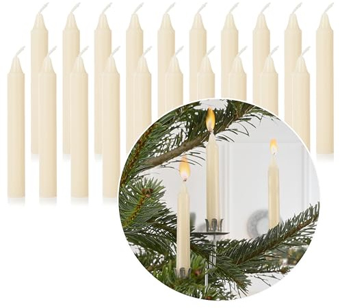 Nordstern Tree Candles Pack of 20 - Candles for the Christmas Tree or Birthday Train - Christmas Candles, Pyramid Candles 10 x 1.25 cm (Champagne)