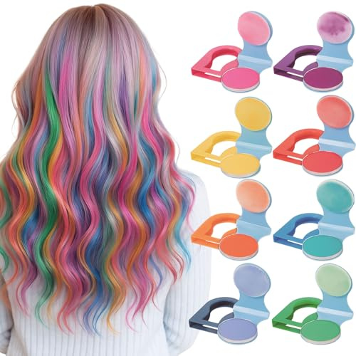 GWAWG Hair Chalks for Girls 8 Colors, Washable Temporary Hair Dye Set Glow in UV Light, Neon Hair Chalk for Kids Makeup, Halloween Carnival Christmas Birthday Party Gifts for Girls Age 5–12 Years
