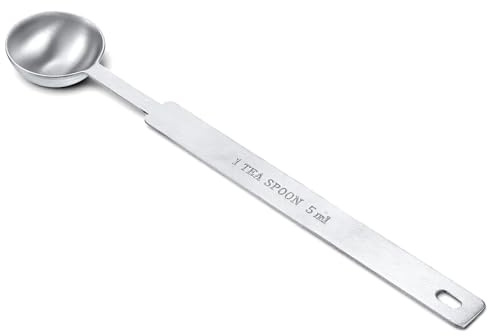 1Tsp Long Handle Teaspoon Measuring Spoons, Stainless Steel Latte Spoon, Extra Long Teaspoons, 1/3 Tablespoon Coffee Scoop, 5ml Measuring Spoons for Ground Coffee Espresso