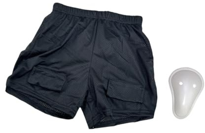RCGOFOLLOW Lösa hockeyshorts för män, supporterkärna i mesh ger viktigt skydd för aktiva hockeyidrottare, isskydd , med grenutskal , S