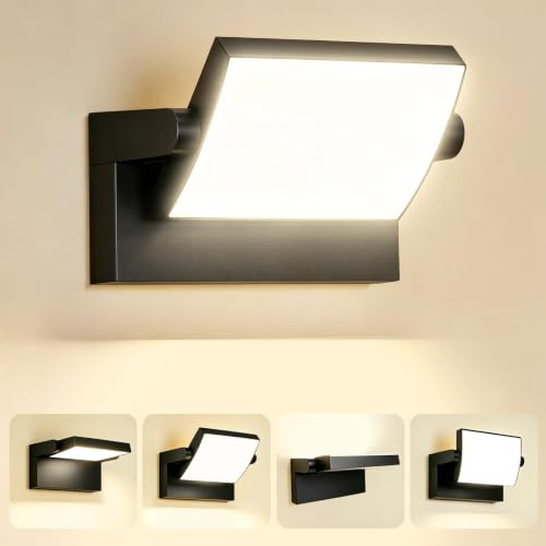 GXXG 40W LED Wandleuchten Aussen 4000 Lumen Modern Wandlampen Innen Natürlich Weiß 4000K Aussenleuchte schwarz mit 350° Schwenkbar LED Panel Wasserdicht IP65