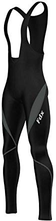 FDX Salopette da Ciclismo Uomo, Imbottita, Leggera e Traspirante, in Tessuto Termico Roubaix ad Asciugatura Rapida, con Tasca Posteriore Zip – Leggings Invernali Bici. (Black/Grey, Large)