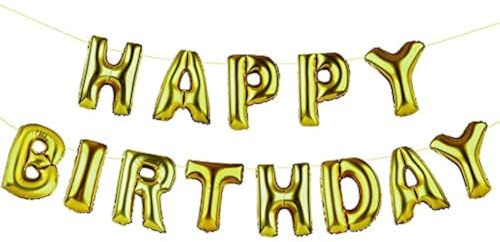 Talking Tables Party Time; Happy Birthday-Luftballonbuchstabengirlande für Geburtstagspartys, Gold