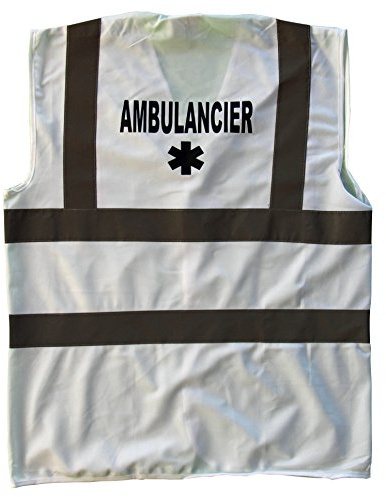PATOUTATITITIS - säkerhetsväst - Chasuble - AMBULANCIER - unisex herr/dam, Vitt och blått, XXL