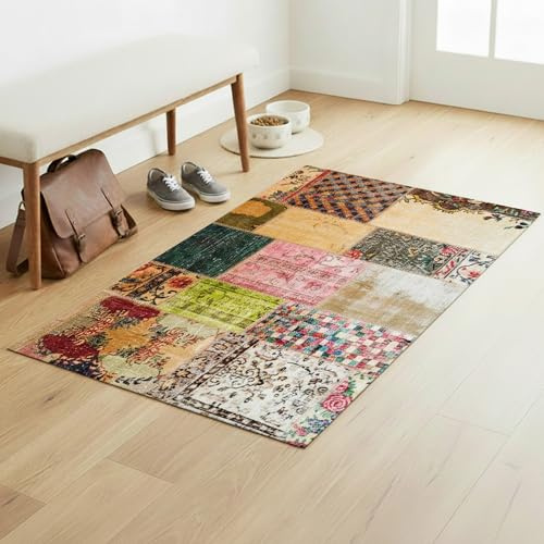 Ambiance Sticker Tapis Vinyle pour Le Sol en PVC - Antidérapant - Protection pour Le Sol - Tapis Vinyle Vintage - 60 x 100 cm - Lavable