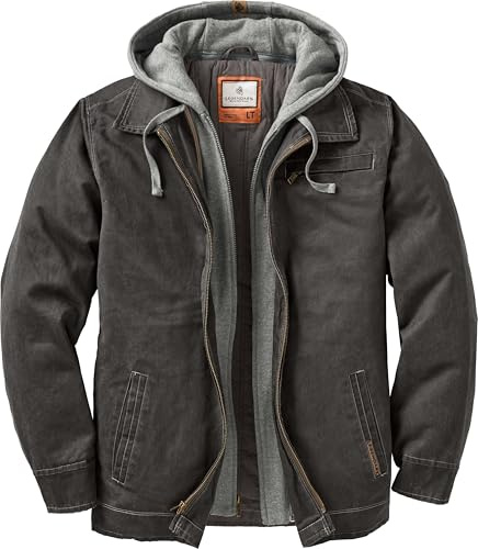 Legendary Whitetails Mens Casual Coat with Hood Waxed Cotton Water Resistant Jacket, Tarmac, XL
