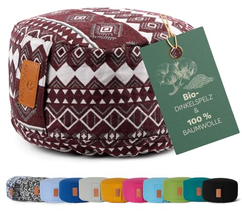 #DoYourYoga rundes Yogabolster - waschbarer Bezug, Bio-Dinkelspelz (KBA) Füllung, 30 x 15 cm, Yoga Kissen für Yin Yoga & Meditation - Style (2)