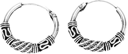 Silber Creolen Ø 1,3 cm 925 Sterlingsilber | Ornamentik, Bohemia, Ohrschmuck, Silberohrringe