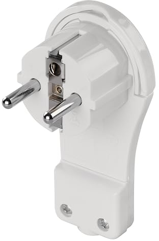 EMOS extraflacher Winkelstecker, Flacher Schutzkontaktstecker mit Lasche, Flachstecker/Schukostecker/Eurostecker mit Klappgriff, P0066-EMOS