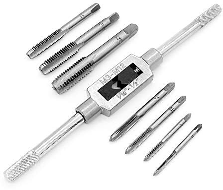 DingGreat Juego de 8 machos de roscar, juego de machos de roscar manual, (M3/4/5/6/8/10/12), Métrico Tap Llave de Grifo Llave Ajustable