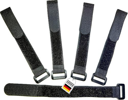 FrogJim 5x Klett Kabelbinder 60 cm - schwarz mit Schnalle - wiederverschließbares Klettband 60cm mit Öse - für Durchmesser 9,5-15cm | KSE6005