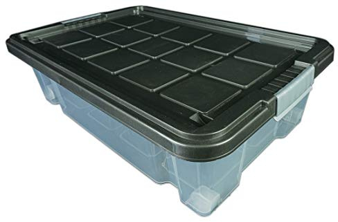 Novaliv Eurobox mit Deckel Rollen 45l 61x40x27 transparent Grau Anthrazit Aufbewahrungsbox Groß light Stapelbox Stapelkiste Kiste Box Storage Boxes Multibox Plastic storage boxes