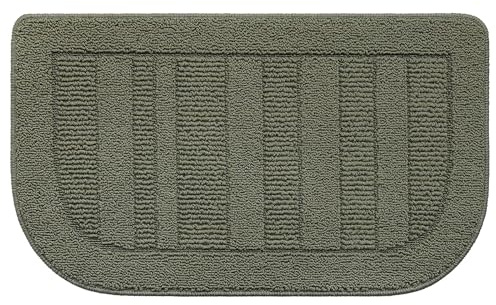 BEQHAUSE 30x18 Inch Kitchen Rug Mat Durable Kitchen Rugs Non-Slip Washable Absorbent Kitchen Mats for Floor Dirt-Resistant Semicircular Kitchen Mat (Green)