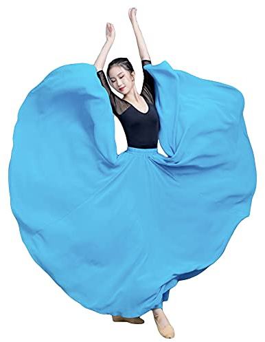 Große Schaukel Damen Maxirock Tanzrock Chiffon Tanzkleider Ballsaal Tanzen Lange Rock Flamenco Kleid Walzer Tango Latein Kostüm Bauchtanz Öffnungs Swing Tanzen Röcke