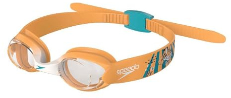 Speedo Unisex-Youth Illusion Swimming Goggles | Secure Fit | Anti-fog | Anti-leak, Aanadi Orange/Aquarium, One Size
