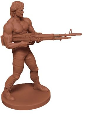 Evil Genius Gaming Cinematic Adventure: Rambo Miniature - RPG-Zubehör, Evil Genius Games, diese offiziell lizenzierte Rambo-Miniatur ist 32 mm hoch, aus PV, unlackierte Figur, grau