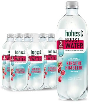 hohes C Boost Water Kirsche Himbeere (6 x 750ml), mit Multivitamin-Komplex, 8 wichtige Vitamine, nur 3kcal/100ml, ohne Zuckerzusatz, ohne Konservierungsstoffe, vegan