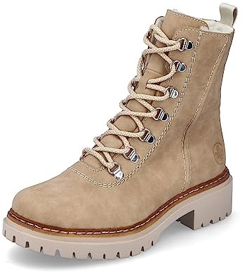 Rieker Damen Schnürstiefeletten 72643, Frauen Stiefeletten,schnürboots,übergangsschuhe,Stiefel,Bootee,Booties,halbstiefel,beige (60),38 EU / 5 UK