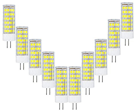 ZHIYUE 10 Stück G4 7W LED Glühbirnen Kaltweiß 6000k 700 Lumen AC220-240V Nicht dimmbar 360° Beam Bi-Pin G4 Sockel JC Typ,Wohnzimmer Kronleuchter,Wandleuchten,Küche
