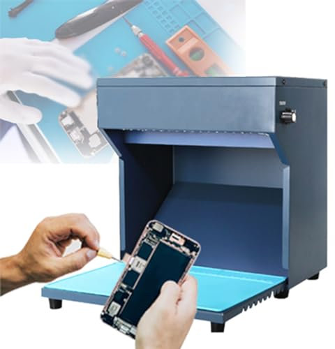 Quixnova Tragbare Laminar-Flow-Haube, Luftstrom-Reinigungswerkbank für die Reparatur von Telefon-LCDs, staubfreie Werkbank mit doppeltem Lüfter und einstellbarem Dual-Mode-Licht