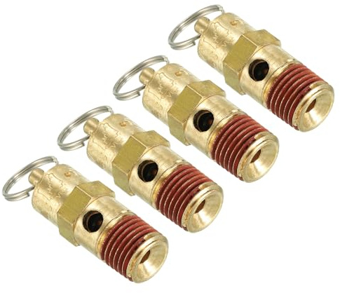PATIKIL 1/4 Male NPT Safety Valve, 4 Pack Air Pressure Release Valve for Air Compressor, 150PSI Set Pressure