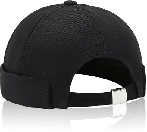 UILYNIU Schwarzer Docker Cap, Mütze Herren, Cap Ohne Schirm, Fischermütze, Verstellbar Hafenmütze, Seemannsmütze (Schwarz)