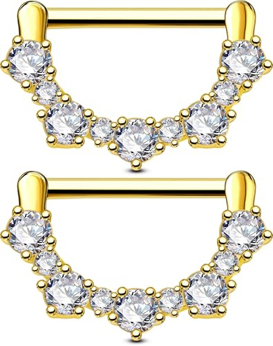 OUFER Body Piercing Barres pour piercing de mamelon (14G) en acier inoxydable 316L set de 2 bijoux barbell et anneau cliquet pour mamelon nipple piercing bar