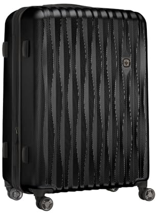 WENGER Energie Large Valise Rigide à 4 roulettes, Trolley, Grand Format, 106 (120) l, Serrure de sécurité, Femmes Hommes, Voyages Vacances, Noire, 653598