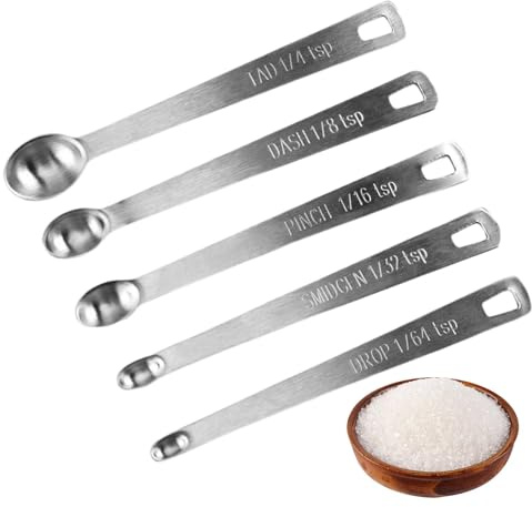 Edelstahl Messlöffel | Metall Messlöffel | Messlöffel 5er Set | Kleine Messlöffel | Würzmesslöffel | Messlöffel für trockene und flüssige Zutaten | Precisio