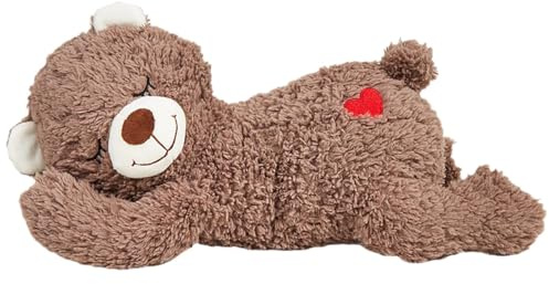 Generisch Kuschelbär für Hunde, Plüschtier mit Herzschlag, Komfort-Kuschelkissen, Hunde Welpenspielzeug für Angst Linderung und Verhalten Hilfe