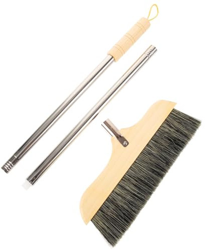 Gatuida Wood Bristle Broom Soft Handle Floor Cleaning Tool for Kitchen and Home Use