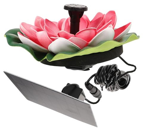 LOORGVEL Fontaine Solaire Flottante en Forme De Lotus pour Bassin Jardin Décor Paysager Extérieur sans Batterie Facile À Installer 16.5X15X4Cm