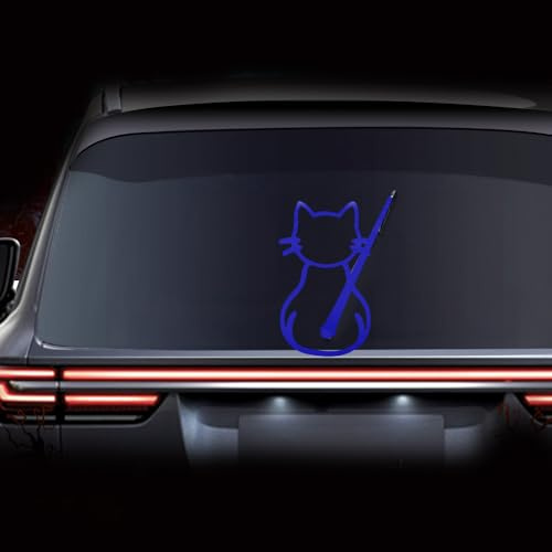 Leniutor Cat Rear Wiper Decal, Waterproof Vinyl Cute Animal Waving Tail Wiper Stickers, Car Window Bumper Decals for Cars, SUV, Laptop Art Decoration (Reflective Blue)
