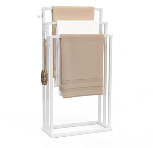 IDMarket - Porte-serviettes sur pied 3 niveaux DALLAS métal blanc design industriel