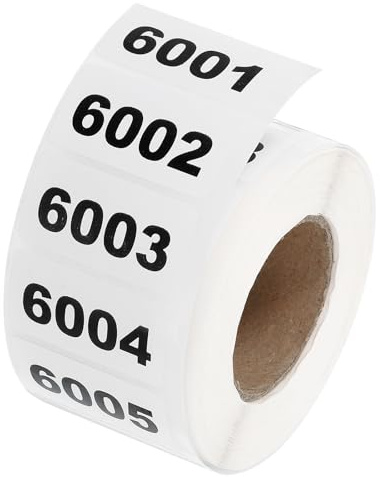 QUARKZMAN 1 rulle siffror klistermärken, 6001–7000 siffror klistermärken siffror klistermärken självhäftande siffror liten 7 x 10 mm vit