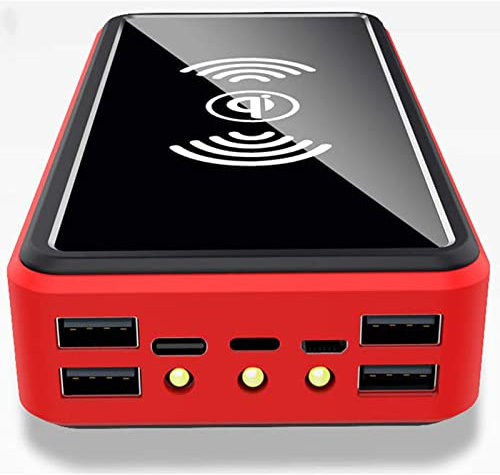 Batterie Externe Solaire 100 000 mAh, Chargeur Solaire sans Fil avec 5 Sorties et 4 entrées, Batterie Externe d'extérieur avec Lampes de Poche LED, Chargeur Portable pour Smartphones,