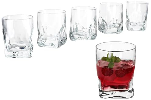 MamboCat Set di 6 bicchieri da whisky Frosty, da 250 ml, per 6 persone, con fondo pesante e rilievo, per Scotch & Co. I Double Old Fashion