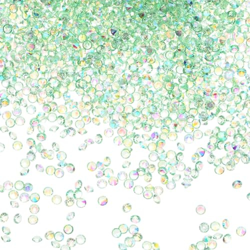 M METERXITY 3600-Pack Acrylic Diamonds, 0.12 Inch/3mm Wedding Table Scatter Confetti Crystals for Vase Fillers/Art Craft, Acrylic Diamonds Gems [Green AB]