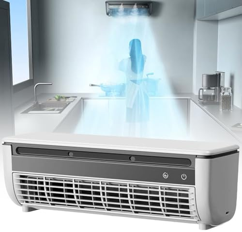 UIHECTA Condizionatore d'Aria A Parete Piccolo Ventilatore Cucina 6000 mAh Raffreddamento Istantaneo in 10 Secondi Senza Forare per Campeggio Auto Camera Letto Uso Esterno,Bianca,332×102×107.5mm