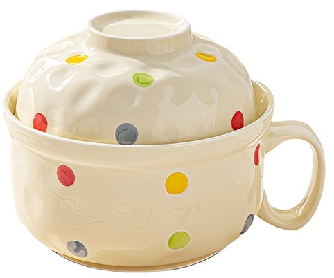 Soup Bowl with Handle and Lid, Microwave Ramen Bowl Mug for Instant Noodles 750ml, Oatmeal, Salad, Soup, Cereal