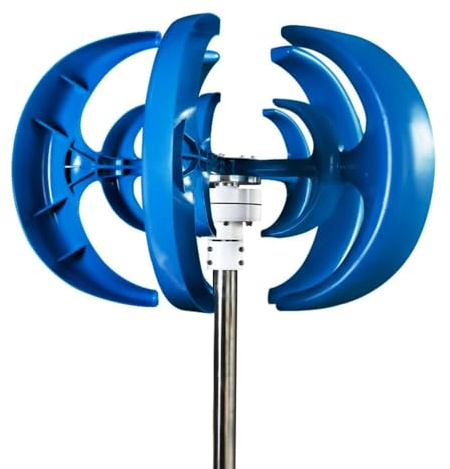 HYZHANHONG 24V, Generatore Eolico ad ASSE Verticale da 10000 W, Kit turbina eolica a 5 Pale, velocità del Vento 2 M/S, generatore Eolico per casa, Campeggio - Blu