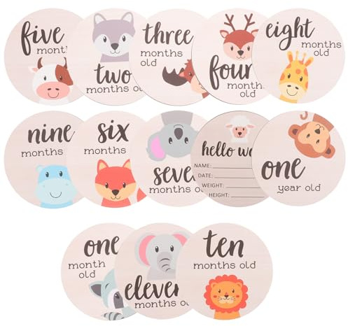 DOITOOL Monthly Milestone Cards Wooden Cards Newborn Photography Accessories Months Signs Announcement Sign