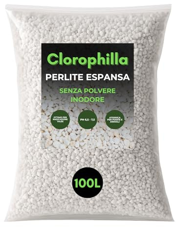 CLOROPHILLA Perlite per Piante in Vaso Leggera e Porosa, Perlite Giardinaggio Ideale per Terricci, per Piante, Ortaggi e Spezie (100 Litri)