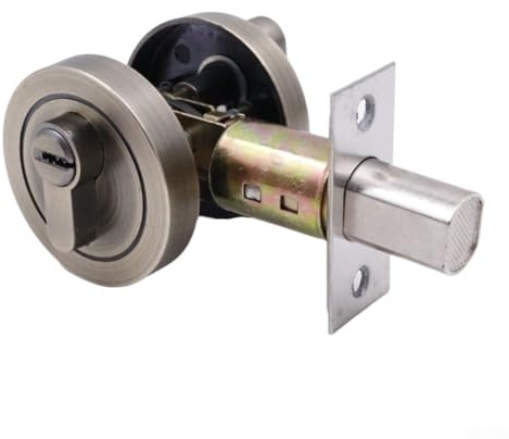 Desiumite Concealed Zinc Alloy Indoor Door Lock with Key – Single-Sided Auxiliary Lock for Home, Hotel & Office Doors, No-Drill Installation, Anti-Theft Solid(green bronze)