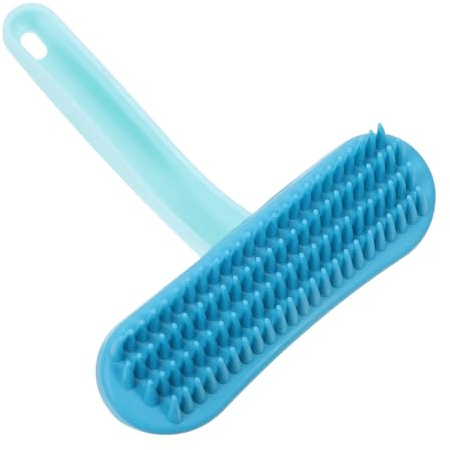Milisten Bunny Grooming Brush for Small Animals, Large Blue Soft Silicone Massage Comb for Shedding and Bathing Rabbits, Guinea Pigs, Chinchillas, and Ferrets