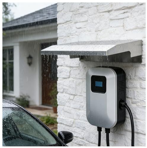 Väderbeständigt Skyddstak för Wallbox, Universellt Skydd för EV Laddstation, Skyddsförsäljning för EV Laddare i Tjockt Rostfritt Stål, Vattentät Skydd för Dörrklocka/Säkerhetskamera/Kontakt