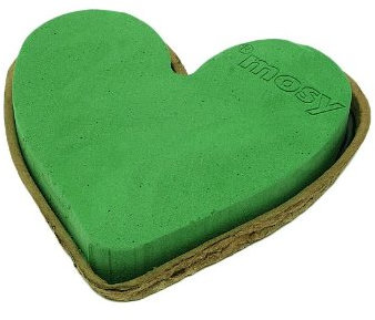 mosy Steckschaum-Herz, 20 cm, mit Papierunterl., Steckmasse-Herzen, Herzform für Blumen-Gestecke, Frischblumen, Tisch-Deko Hochzeit