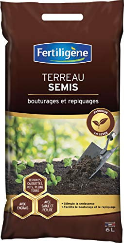 FERTILIGENE FSEM6P - Terreau Semis Bouturages et Repiquages 6 L - Stimule la croissance la levée des plantes - Facilite le bouturage et repiquage - Terreau avec engrais organique - Fabriqué en France